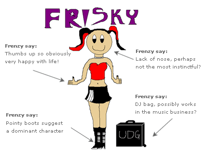 Frisky's self-portrait for Frenzy analysis and review
