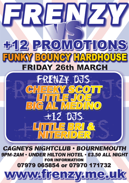 One of the first ever Frenzy posters from the parties at Cagneys in 2003